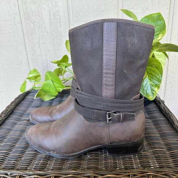 Chaps Ralph Lauren Gari Boots Womens Size 8.5 B Dark Brown Classic‎ Bootie - Picture 3 of 10